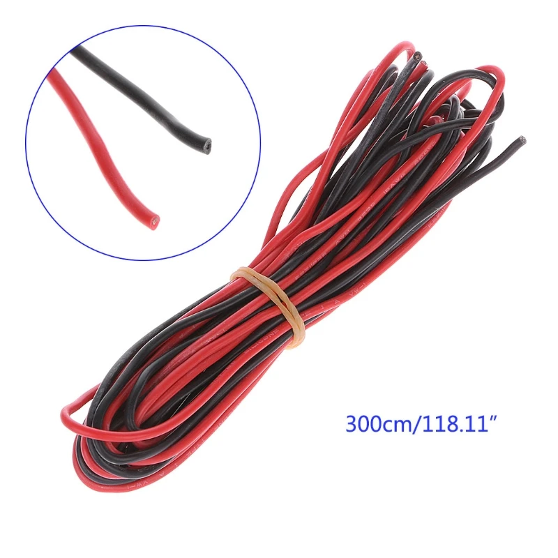 3 метра красный + черный мягкий кабель RC Lipo батарея ESC силиконовый провод 18AWG