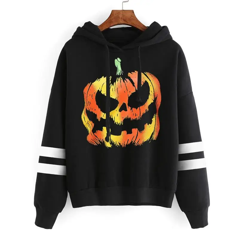2018 Повседневное Sweatershirt толстовки Для женщин тыквы печатных Хэллоуин пуловер Mujer