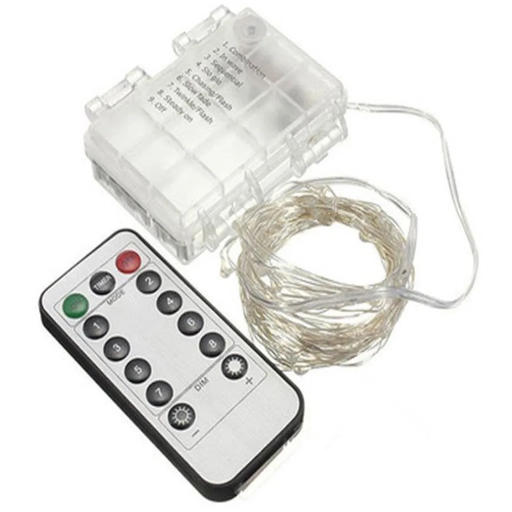 10 Meters Copper Wire 8 Function Always Bright Remote Control Battery Box String Light Decoration | Лампы и освещение