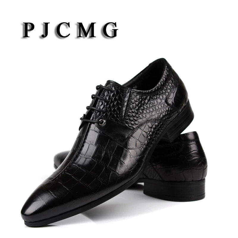 Мужские туфли на шнуровке из натуральной кожи с острым носком | Обувь