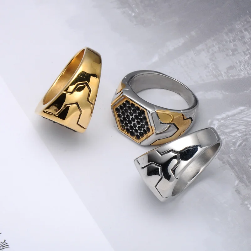 HIP Hop 316L Stainless Steel Honeycomb Male Crystal Rings Cool Titanium Signet Honey Bee for Men Jewelry | Украшения и аксессуары