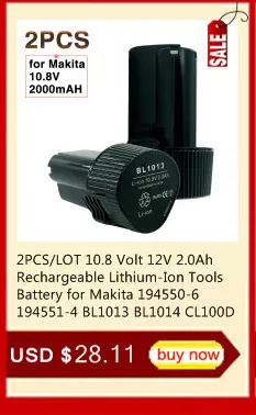 10,8 Вольт/12 В 2.0Ah литий-ионный аккумулятор для Makita 2000 мАч BL1013 BL1014 CL100DW CL100DZ CL102DZX LCT203W