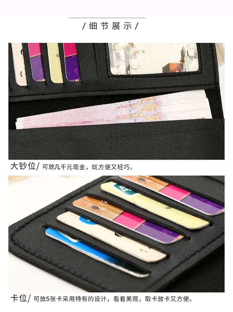 

2019 Long Ladies Wallet Soft PU Leather No Zipper Pop Style Simple Slim Buckle Photo Holder Wallet Elegant Women Purse Clutch