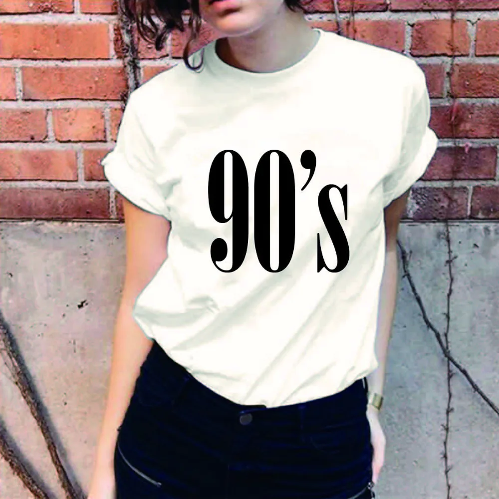 Одежда в Корейском стиле с надписями 90 Харадзюку Футболка женская Эстетическая