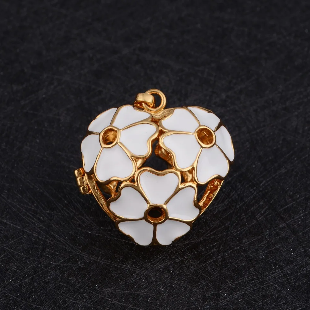 

Eudora Harmony Flower Floating Locket Cage Pendant Necklace Fit Mexican Wishing Sounds Bell Pregnant Women Jewelry Charming Gift
