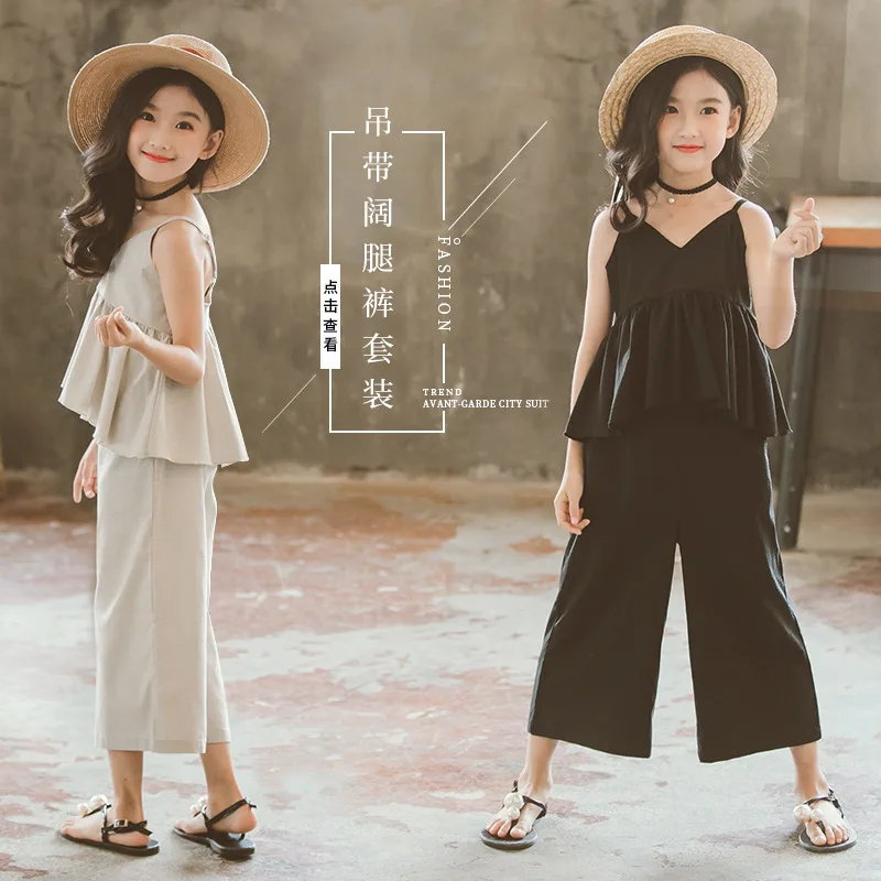 Детская одежда летний комплект из двух предметов для больших девочек широкие