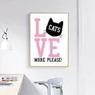 Рисунок на холсте с надписью I Love Cat More, без рамки