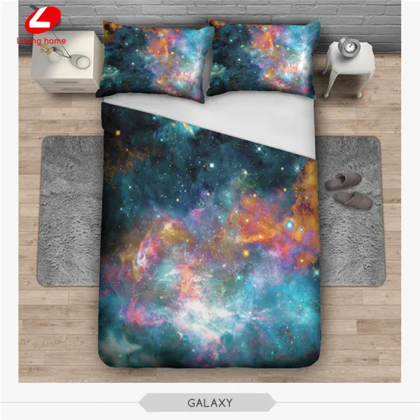 Galaxy Комплект постельного белья из 3 предметов, 3D постельное белье с изображением деревьев, постельное белье для кошек, 3d постельное белье с изображением гамбургера, 156*201 пододеяльник+ 2 шт.* 50*60 см наволочка для кошек и собак - Цвет: Galaxy