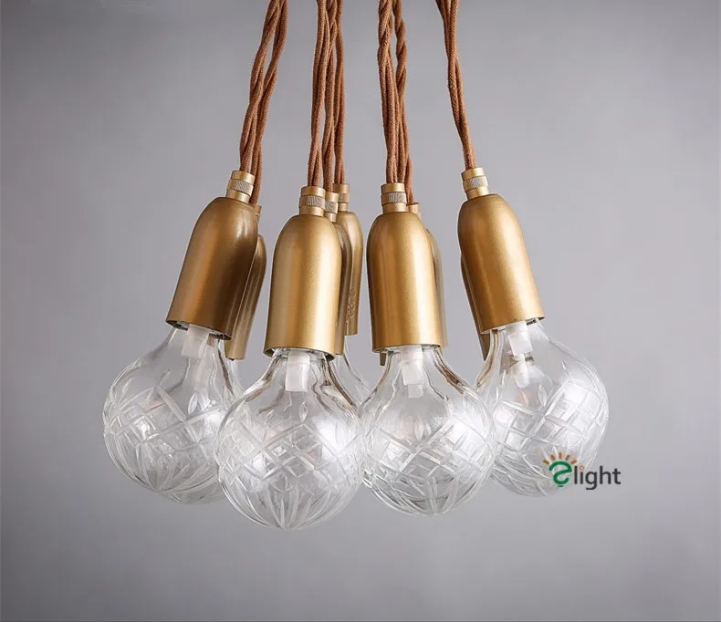 Современные Простые Стеклянные DIY светодиодные люстры Lustre медь Лофт бар светодиодная люстра освещение веревка паук светодиодные подвесные светильники