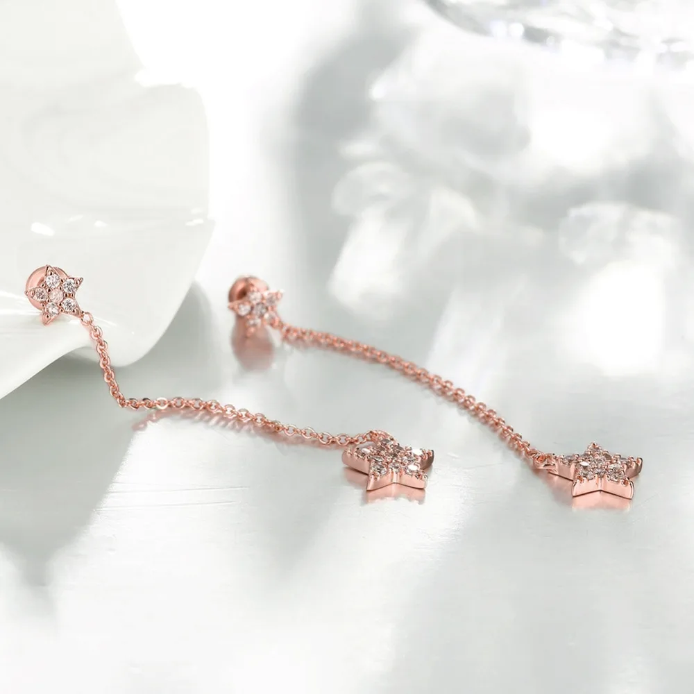 2017 Hot! Popular Romantic Star Zircon Earring Engagement Copper Rose Gold earring for women HFE015-A | Украшения и аксессуары