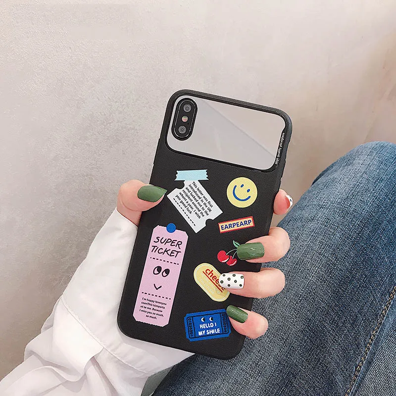 GlamPhoneCase зеркальный чехол со смайликом для iPhone X XS Max XR/iPhone 7 8 6 6s Plus |