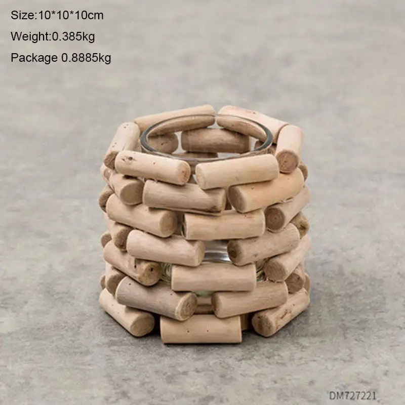 Северный Рождественский Подсвечники Tealight Винтаж деревянный подсвечник Стекло центр Украшение стола с утолщённой меховой опушкой, романтический X6T007 - Цвет: Style 2