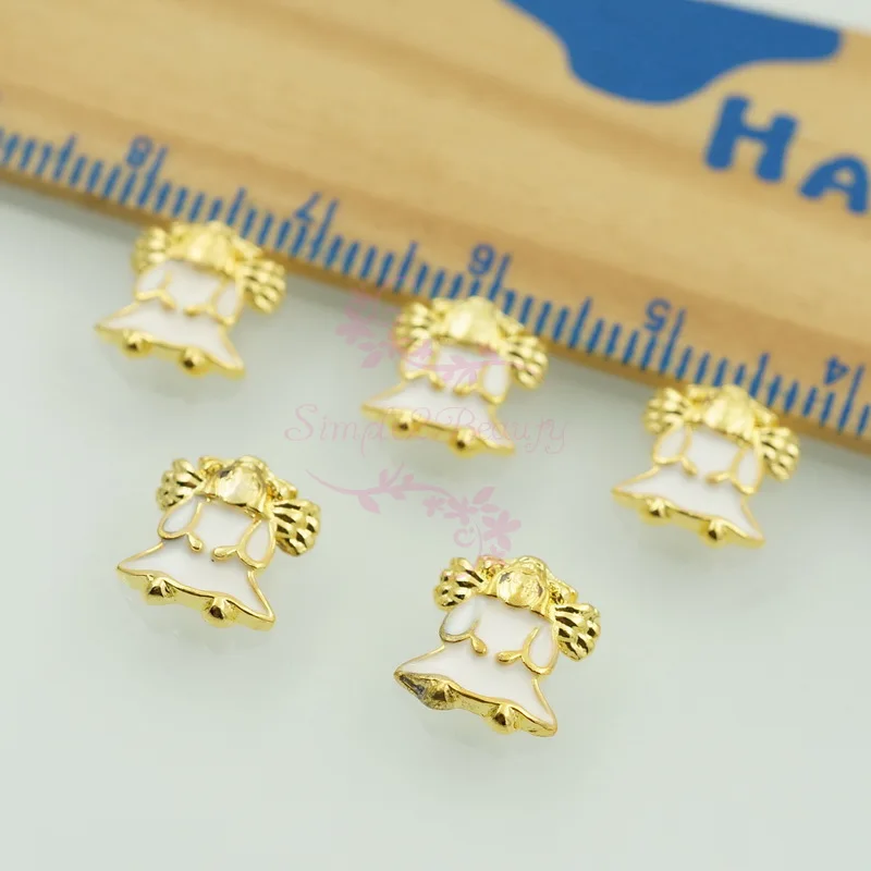 100pcs/lot Xmas Series Angel Curved Back 10x9mm White Glod Metal Alloy Nail Art Charms Jewelry DIY Design Decorations Ornament | Красота и