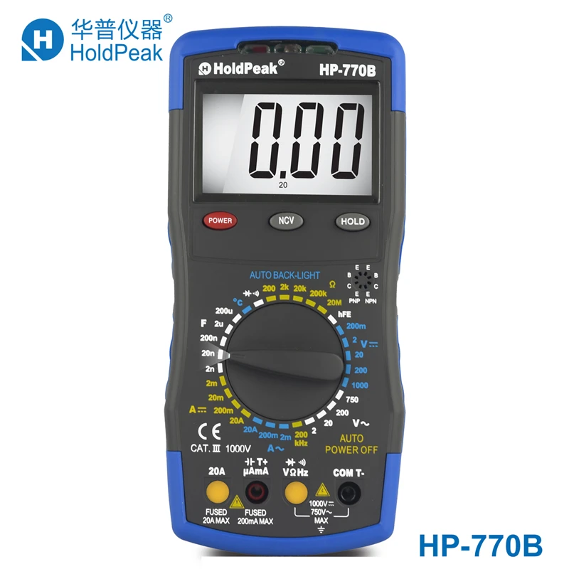 Multimetr HoldPeak HP 770B цифровой универсальный тестер с функцией NCV и частотой/Dide/hFE