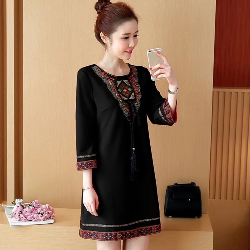 Красное женское платье новинка 2020 Национальный стиль плюс размер 4XL свободное