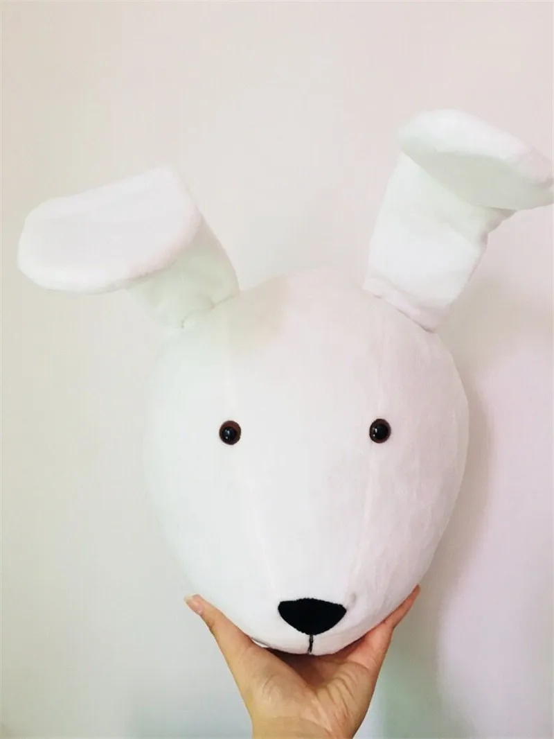 White Rabbit Детская 3D настенная голова животного крепление Слон/Жираф/зебра настенная детская комната животное стенные скульптуры в виде рыб - Цвет: White Rabbit