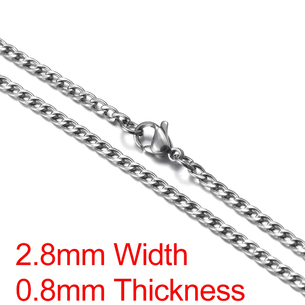 2.8mm Width Мужские цепочки из нержавеющей стали, ожерелье с чеканкой, серебряная цепочка, классические ювелирные изделия DIY, мужские аксессуары, 2-7 мм - Окраска металла: 2.8mm Width