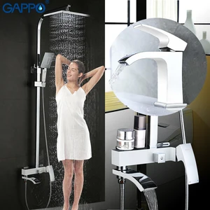 GAPPO Набор смесителей для душа, белый смеситель для ванной комнаты, набор для душа с дождевой насадкой