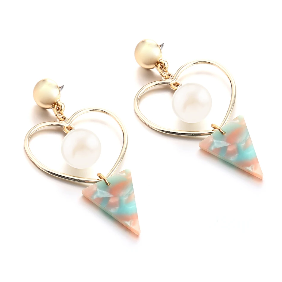 Для женщин сердце заявление падение Серьги Подвески имитация жемчуга длинные