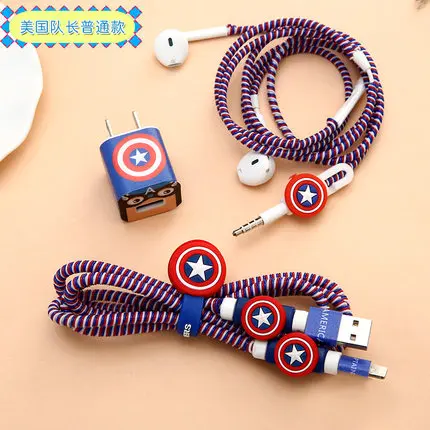Мода милый мультфильм USB кабель наушники протектор набор с кабелем Стикеры для намотки Спиральный шнур протектор для iPhone 5 6 6S 7 plus - Цвет: style 8