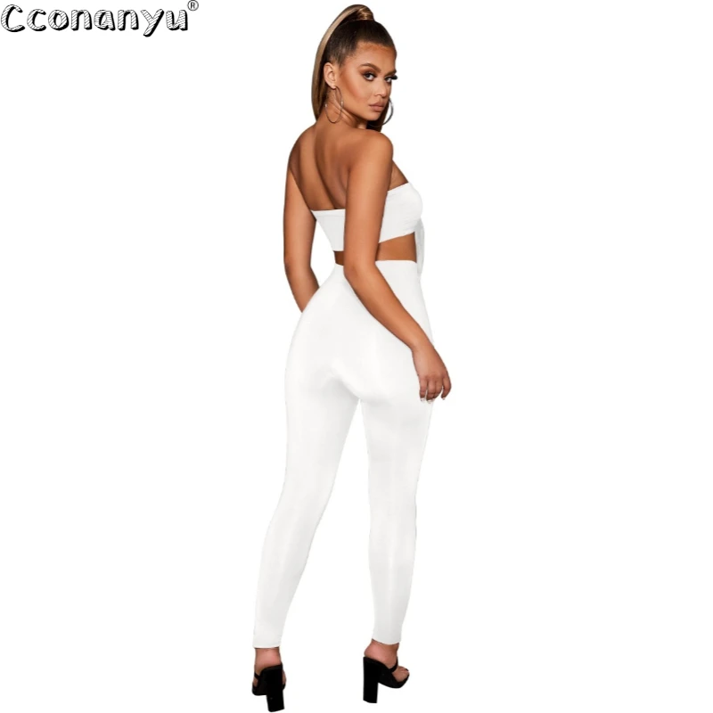 Женский комплект из 2 предметов брюки летний сексуальный однотонный топ на