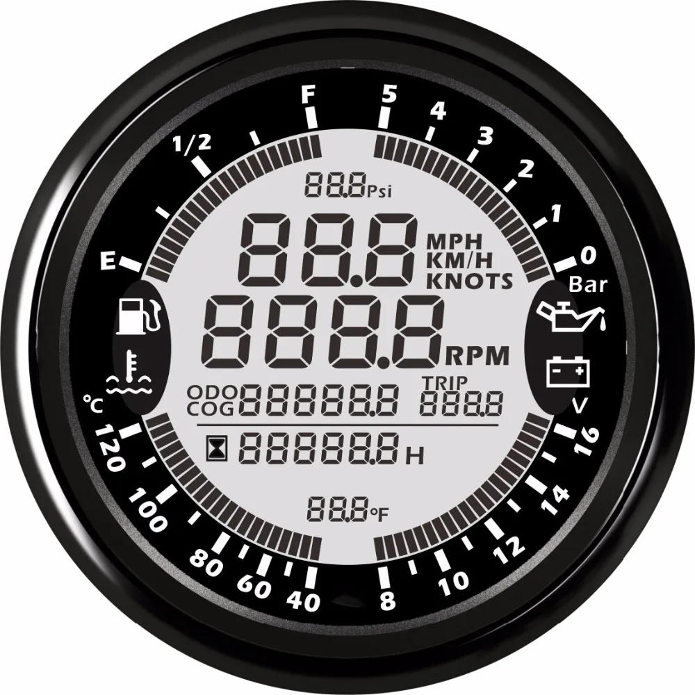 6 в 1 Многофункциональный измеритель gps Спидометр Тахометр час температура воды Уровень топлива масла вольтметр давления 12 в 24 В