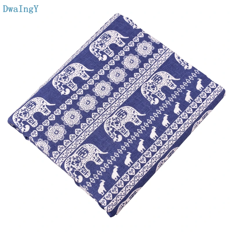 DwaIng слон шаблон хлопчатобумажная льняная ткань для DIY & шитья Quiltin диван скатерти