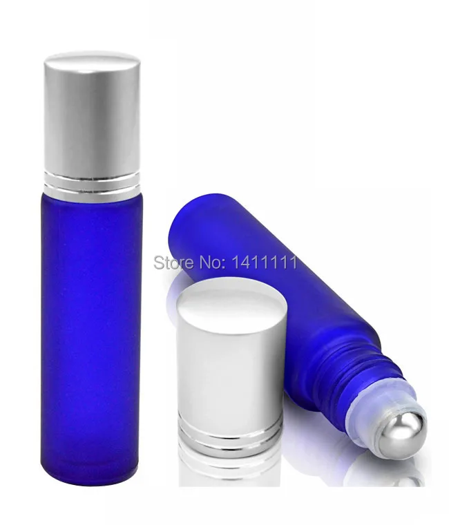Голубой 10 мл матовый стеклянный рулон с роликовыми шариками из нержавеющей стали