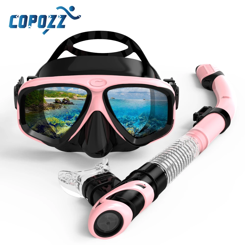 

Copozz New Professional Scuba Diving Mask Snorkel Anti-Fog Goggles Glasses Tube Set Men Women Silicone Swimming Pool Equipment