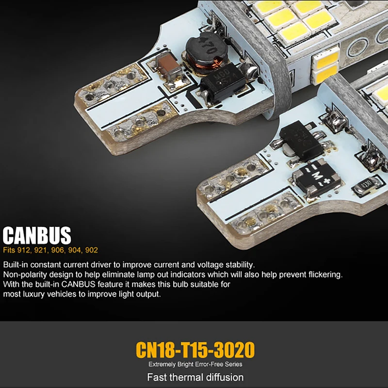Лампа светодиодная для заднего хода T15 W16W 12 В 28 Вт SMD3020 18 шт.|Сигнальная лампа| |