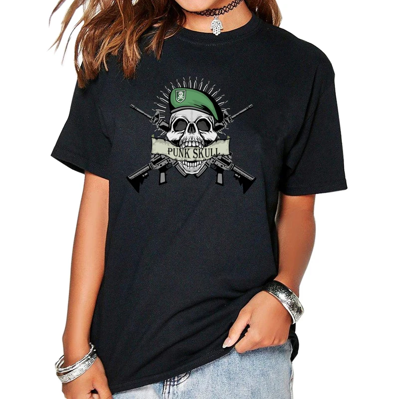 Женская футболка с коротким рукавом Harajuku в стиле панк хлопковая милитари