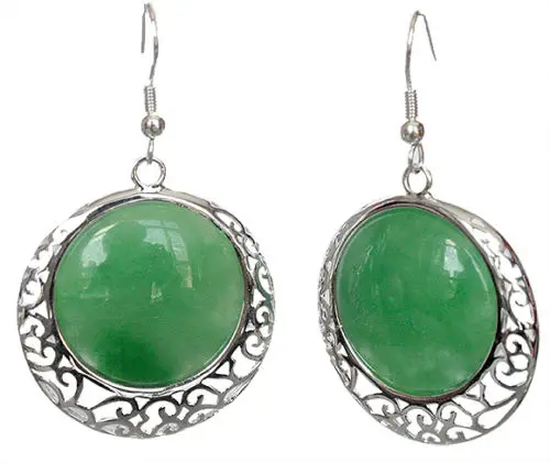 Винтажная натуральная монета 925 EN ARGENT VERT NATUREL Pierre COIN PERLES BALANCENT BOUCLES D'OREILLES