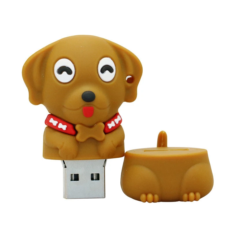 USB флеш-накопитель с животным бульдогом, флеш-накопитель с мультяшным питомцем, USB карта памяти для хранения 4 ГБ 8 ГБ 16 ГБ 128 ГБ, мини-флешка с желтой собакой, подарки