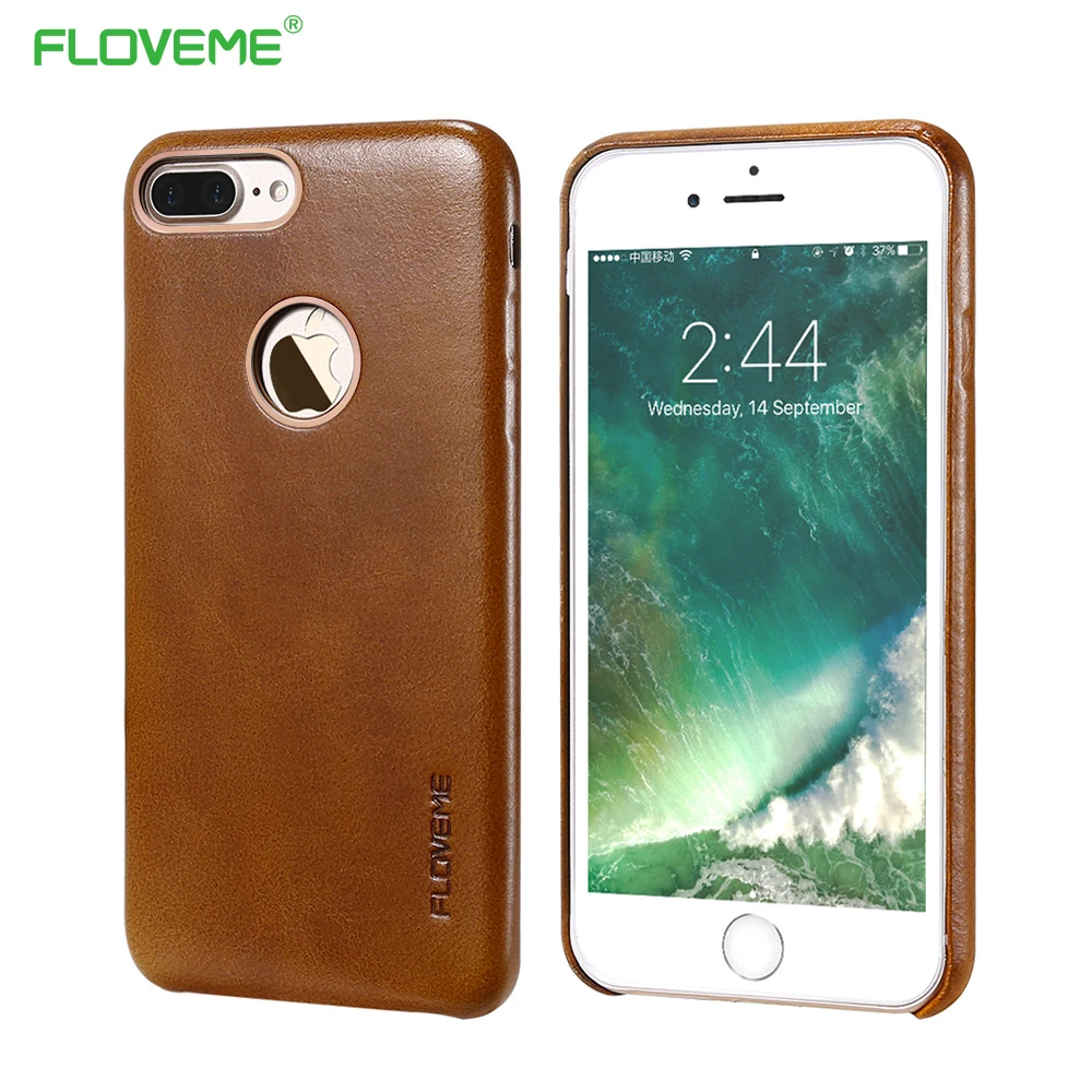 FLOVEME брендовые чехлы из натуральной кожи для iPhone 6, 6 S 6s Plus 7 Plus металлический логотип отверстие ультра крышка для iPhone 6 6s Plus 7 Plus Capa