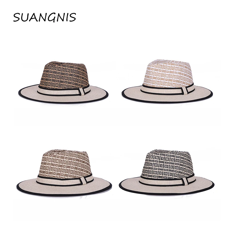 

2019 Summer unisex sun hat casual vacation Panama straw hat European and American jazz sunshade style hat British gentleman hat