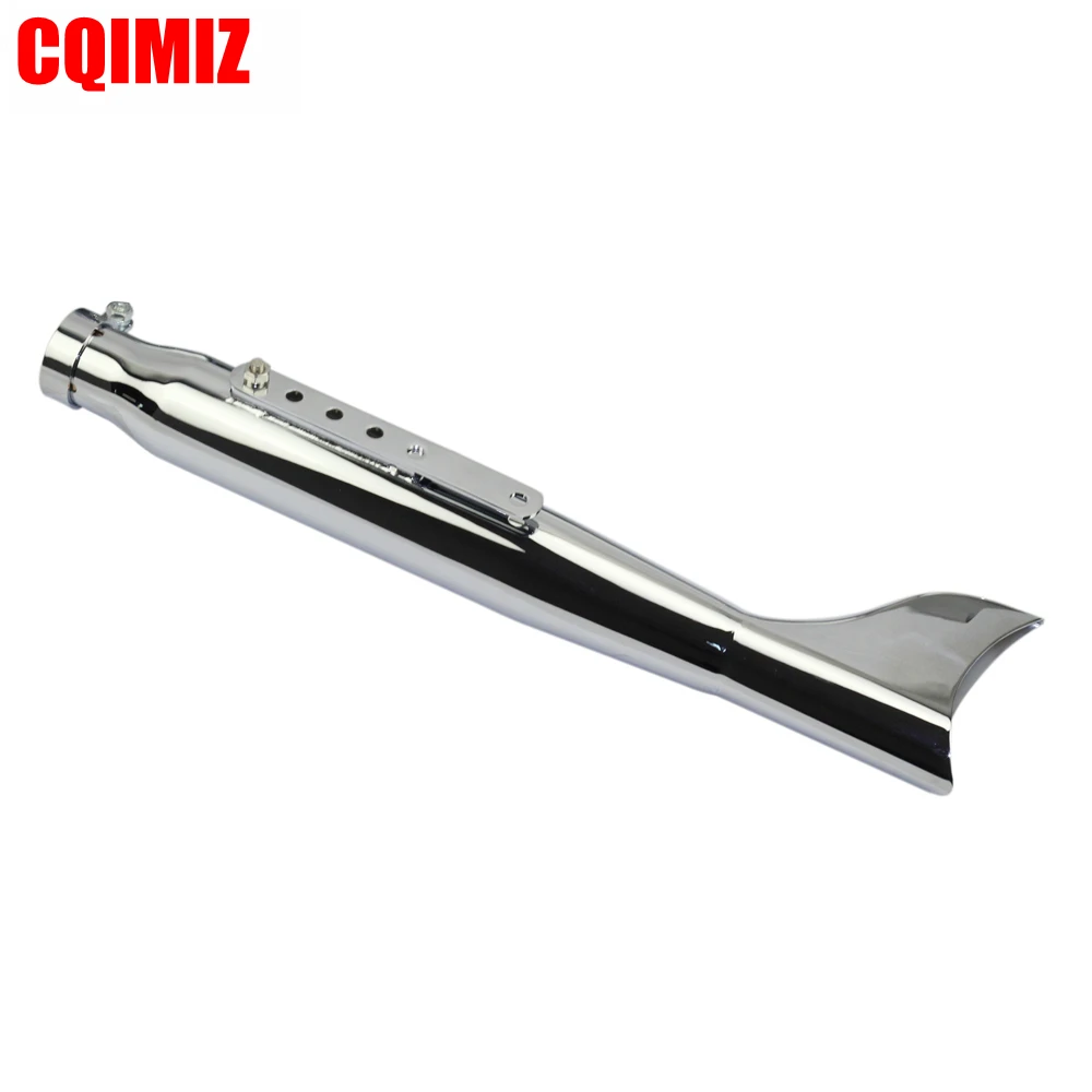 1 Pair Universal 21'' Chrome Fish Tail Motorcycle Exhaust Muffler For Harley Chopper Bobber Cafe Racer Vintage Silencer |
