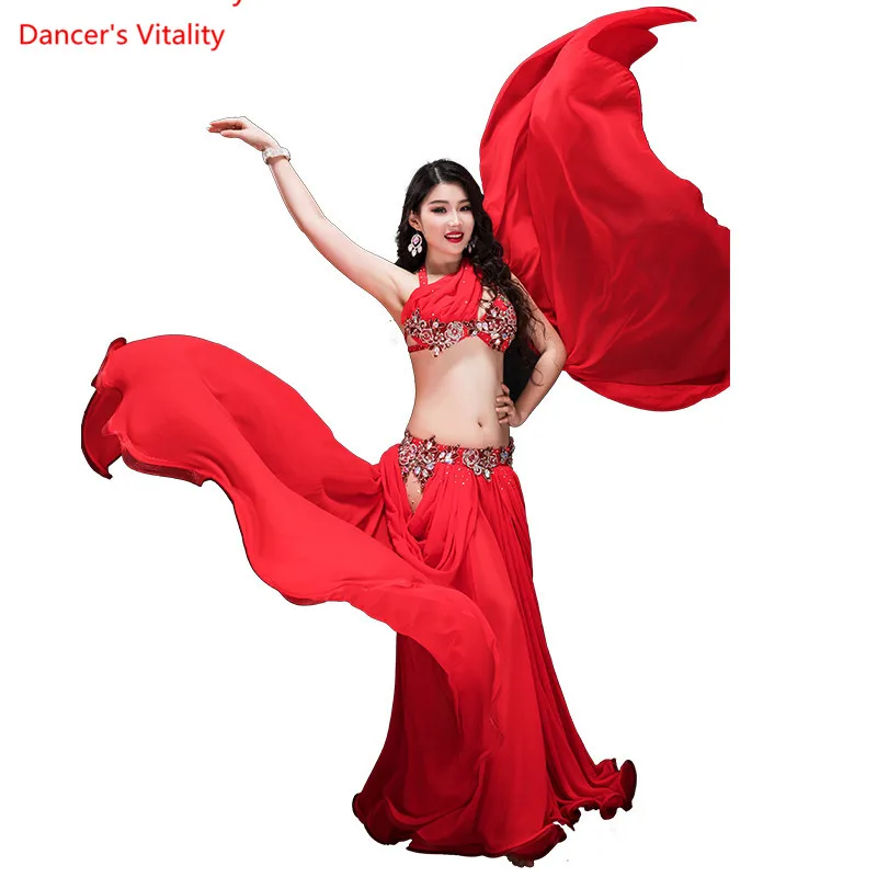 Женщины Леди Танец Живота Лента Бюстгальтер с Рябью Подол Юбки Набор Конкурс