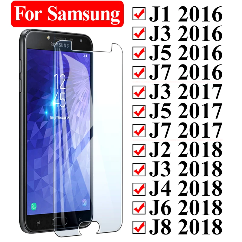 Защитный Стекло на samsung Galaxy J1 J3 2016 J2 J4 J6 J8 2018 J5 J7 2017 закаленное процессором