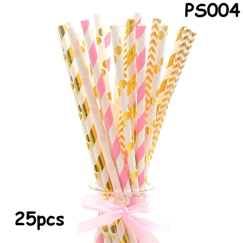 SYQ263-PS004 Gala-zone 25 шт. бумажные соломинки для питья, для свадебной вечеринки, для украшения стола, для дня рождения, для детей, для мальчиков и девочек, для душа, для взрослых, принадлежности - Цвет: SYQ263-PS004