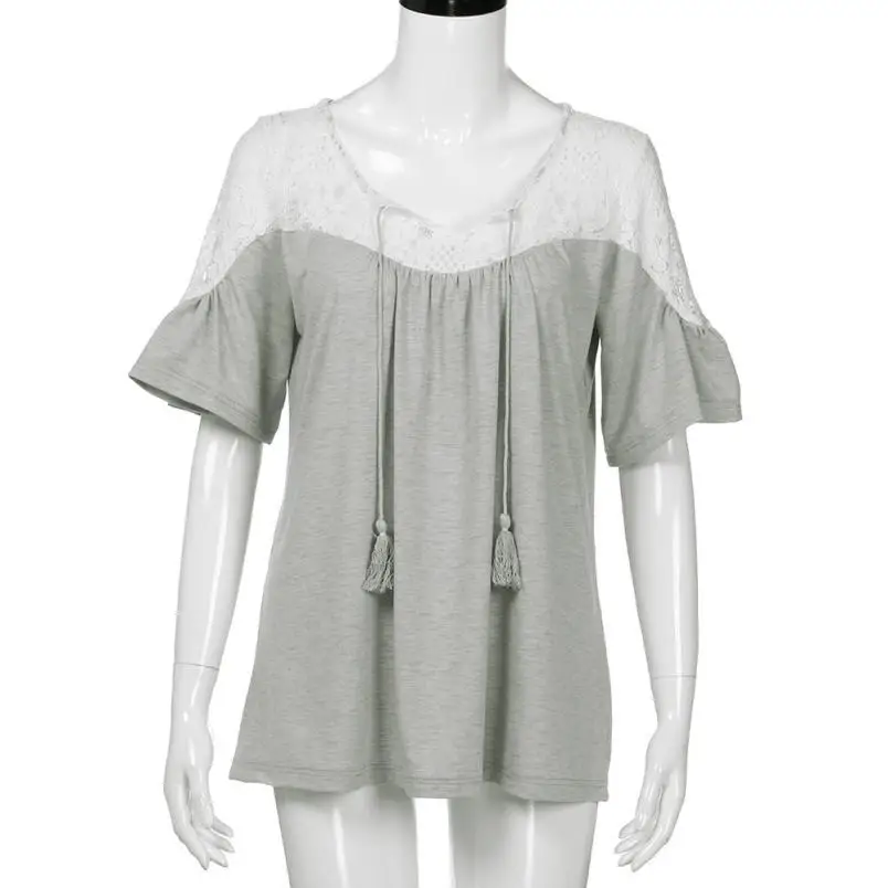 Женские топы и блузки рубашки летние кружевные с коротким рукавом blusa feminina Прямая