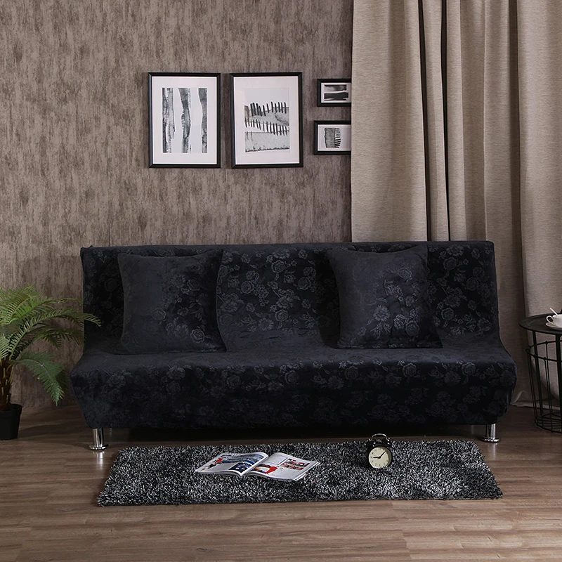 Dark Grey SunnyRain 1 шт толстый бархат тиснение узор эластичный диван-чехол для дивана кровать без Рукавов I форма Чехлы для дивана универсальные - Color: Dark Grey
