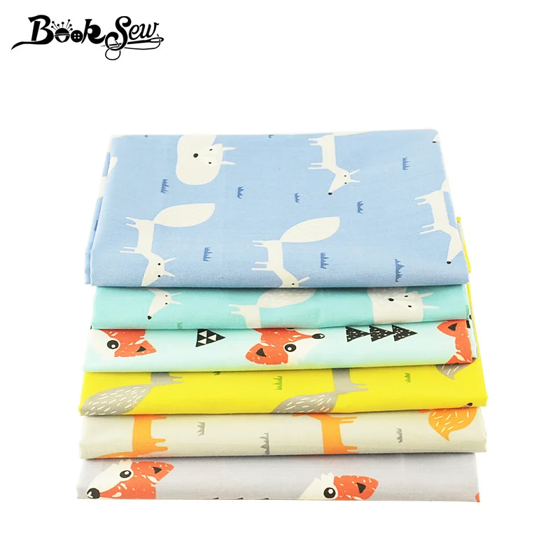 Booksew 100% хлопчатобумажная саржевая ткань 6 шт./лот 40 см x 50 домашний текстиль