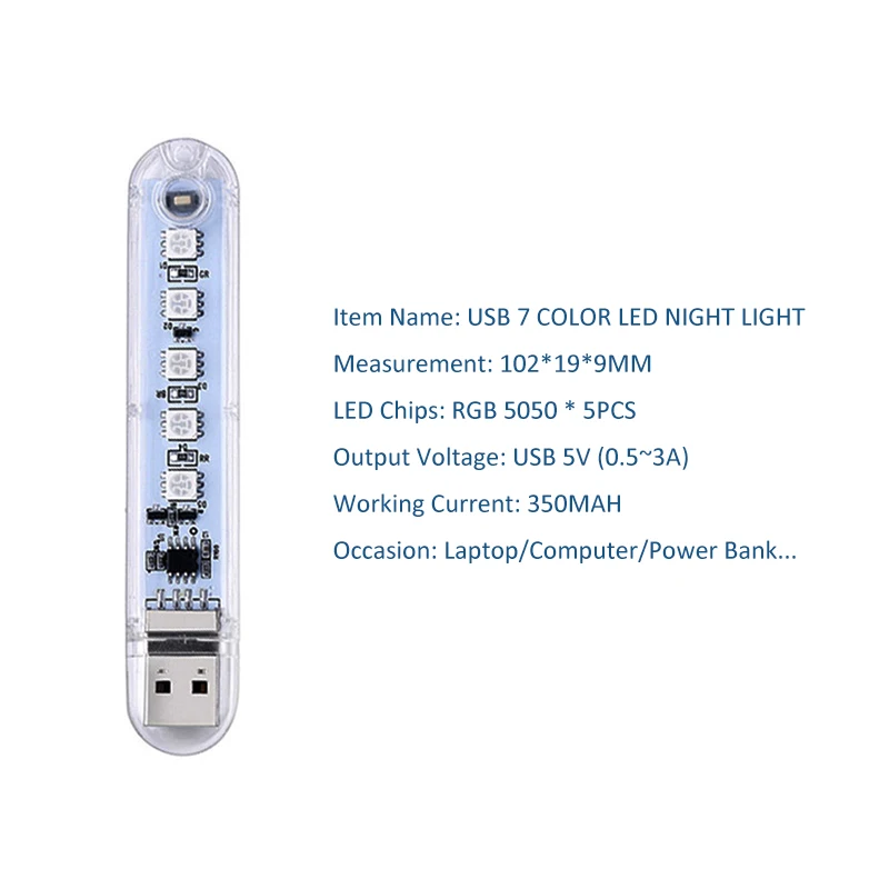Мини USB ночной Светильник 5 светодиодный s светодиодный светильник переносной RGB5050 книжный светильник s 5V для ПК ноутбуков компьютер Мобильная мощность Кемпинг лампа