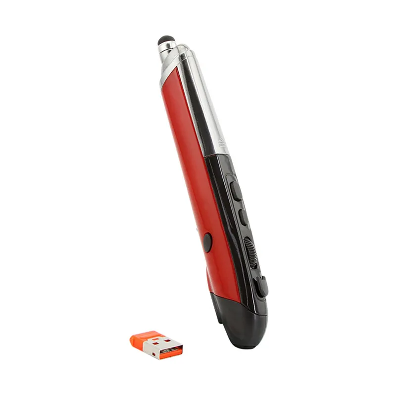 Red CHYI, беспроводная ручка, мышь, USB, оптическая, 1600 dpi, карандаш, эргономичная, сенсорная ручка, мыши, PPT, указка, лазерная, Mause, для ПК, ноутбука, компьютера - Цвет: Red