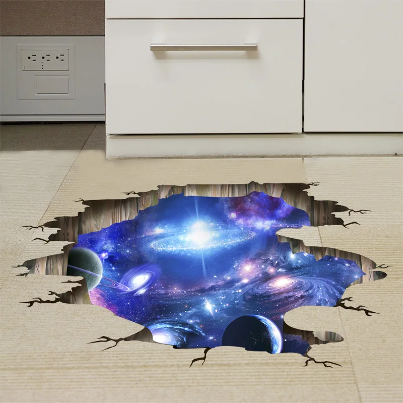 3D креативная космическая галактика Наклейка на стену, вечерние украшения для дома, для детской комнаты, для пола, для гостиной, наклейка на стену, домашний декор