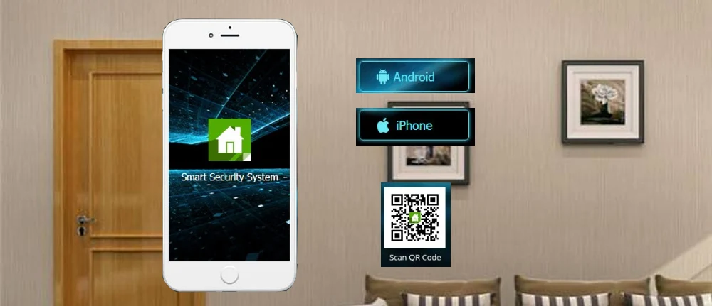 wifi GSM домашняя охранная сигнализация GPRS сенсорная клавиатура Английский Русский Испанский Немецкий польский итальянский французский Android IOS APP