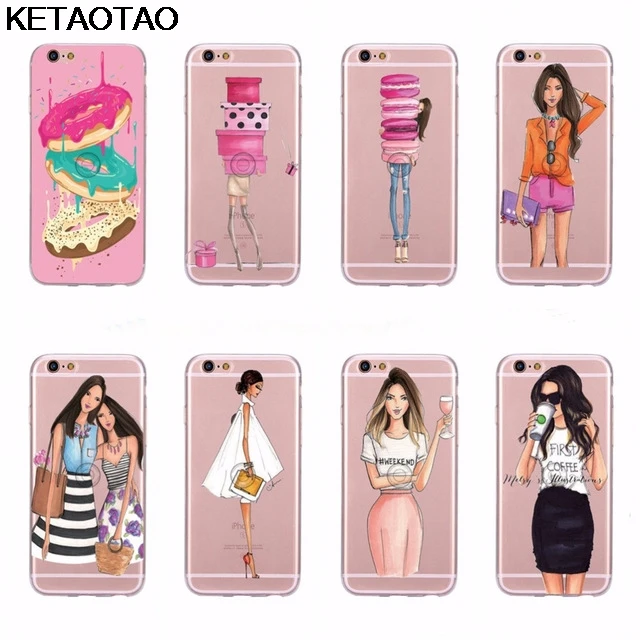 KETAOTAO Shopping модные чехлы для телефонов девочек кофе iPhone 4 5S 6 S 7 8 Plus X прозрачные
