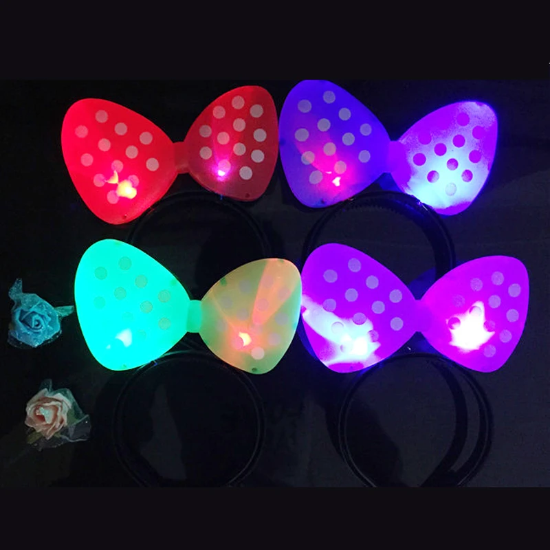 10 шт./лот мигающая LED повязка на голову с бантом свечения вечерние лампы для