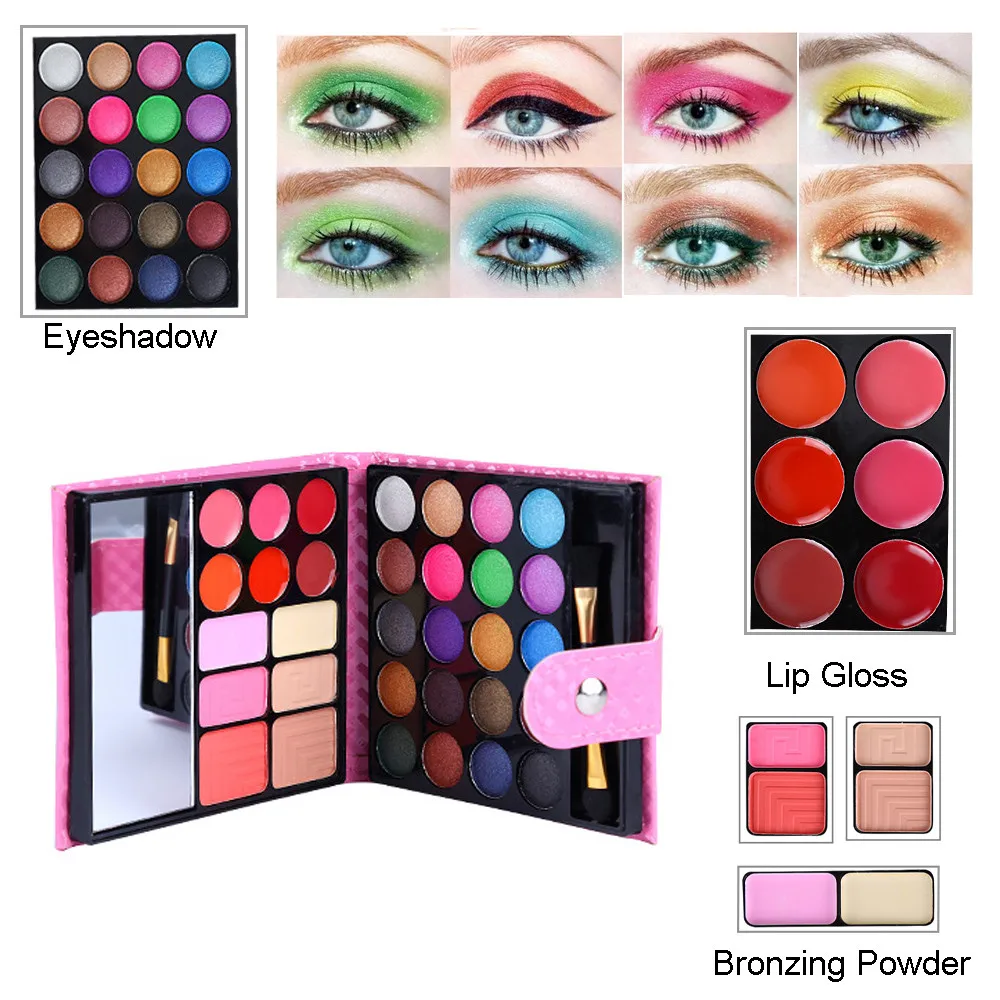 Тени для век Женские Pro Make Up долговечные 32 цвета многоцветные водонепроницаемые тени для век Блеск для губ Косметика набор для красоты 19L0520