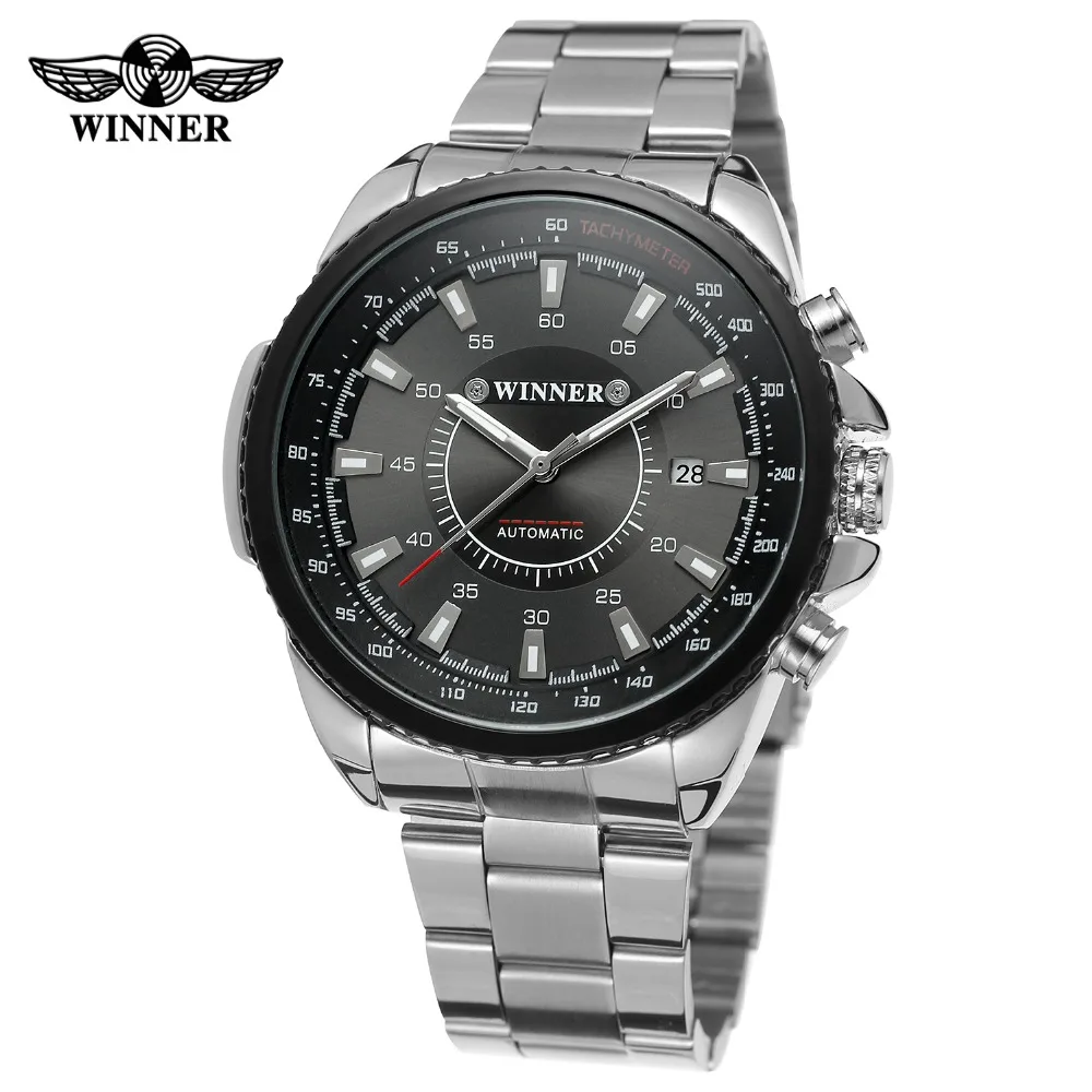 

WINNER WRG8044M4T1 Automatic fashion dress wristwatch silver watch with stainless steel band for men hot selling free ship